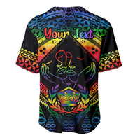Personalised Tonga LGBT Baseball Jersey Love Is Love Ngatu Rainbow Water Color LT9 - Wonder Print Shop