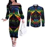 personalised-tonga-lgbt-couples-matching-off-the-shoulder-long-sleeve-dress-and-long-sleeve-button-shirts-love-is-love-ngatu-rainbow-water-color
