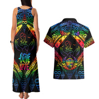 Personalised Tonga LGBT Couples Matching Tank Maxi Dress and Hawaiian Shirt Love Is Love Ngatu Rainbow Water Color LT9 - Wonder Print Shop