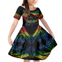 Personalised Tonga LGBT Family Matching Mermaid Dress and Hawaiian Shirt Love Is Love Ngatu Rainbow Water Color LT9 - Wonder Print Shop