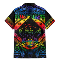 Personalised Tonga LGBT Family Matching Mermaid Dress and Hawaiian Shirt Love Is Love Ngatu Rainbow Water Color LT9 - Wonder Print Shop