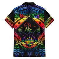 Personalised Tonga LGBT Family Matching Short Sleeve Bodycon Dress and Hawaiian Shirt Love Is Love Ngatu Rainbow Water Color - Wonder Print Shop
