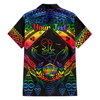Personalised Tonga LGBT Hawaiian Shirt Love Is Love Ngatu Rainbow Water Color - Wonder Print Shop