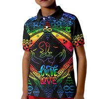 Personalised Tonga LGBT Kid Polo Shirt Love Is Love Ngatu Rainbow Water Color - Wonder Print Shop