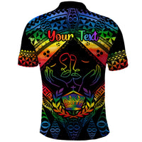 Personalised Tonga LGBT Polo Shirt Love Is Love Ngatu Rainbow Water Color - Wonder Print Shop