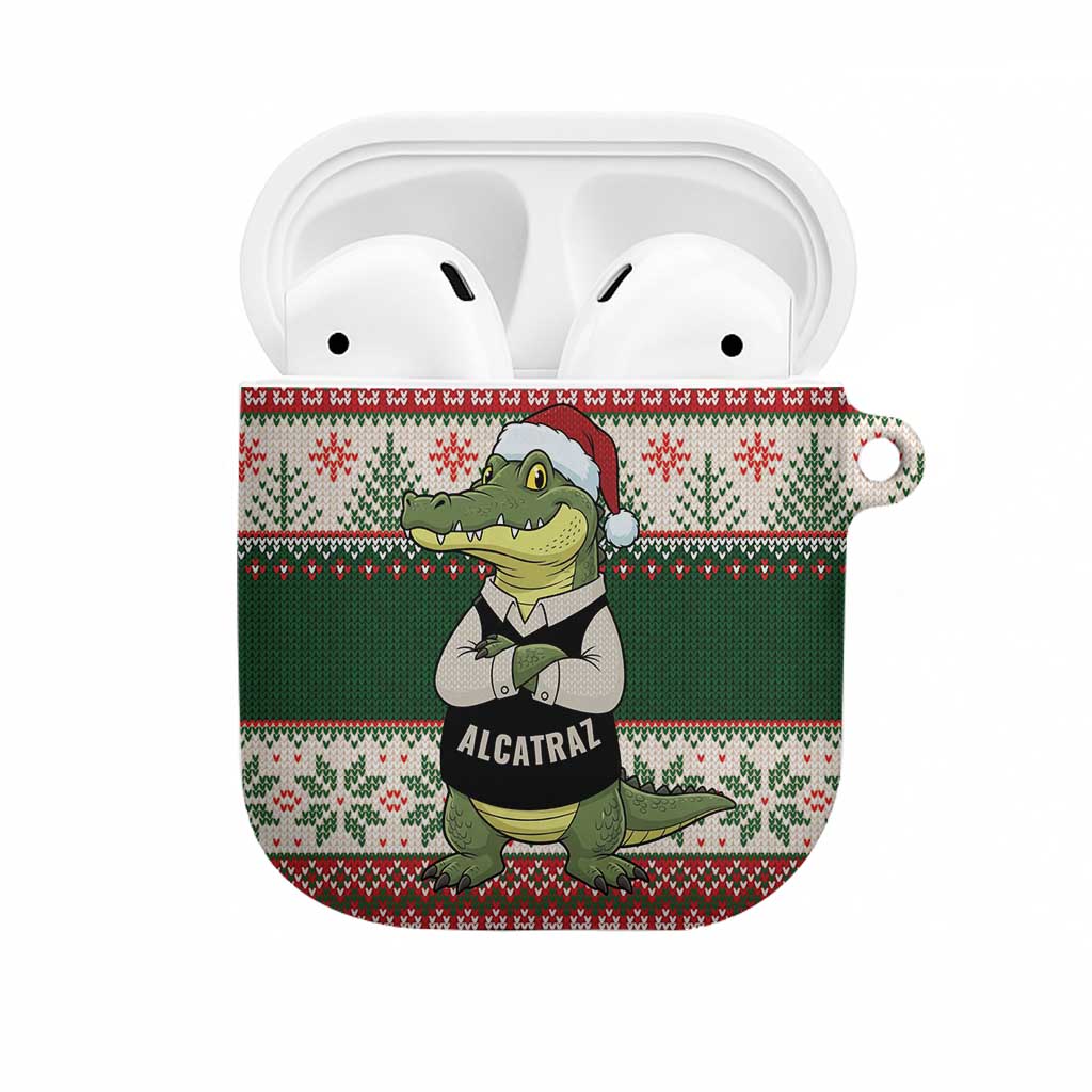 Funny Christmas Alligator Santa AirPods Case Knitted Pattern - Wonder Print Shop