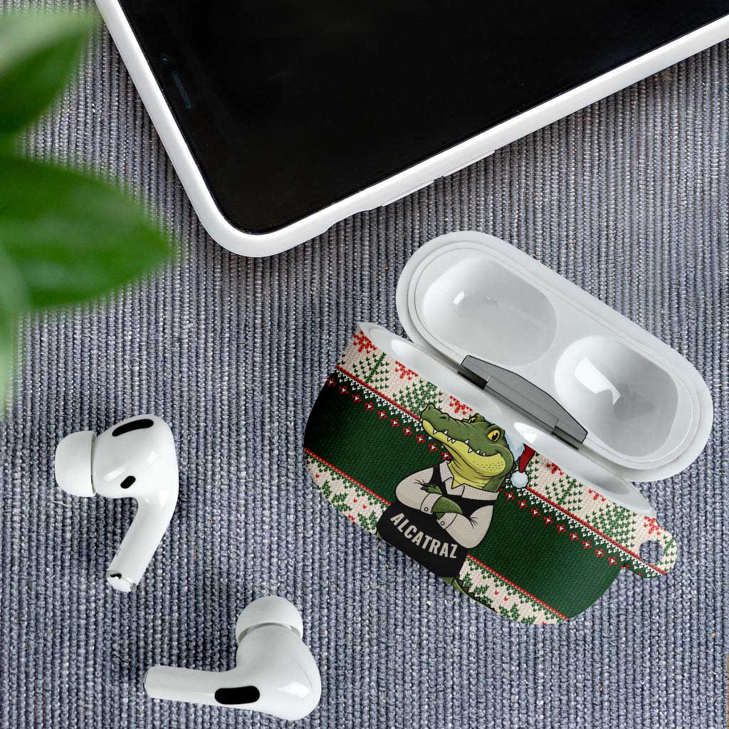 Funny Christmas Alligator Santa AirPods Case Knitted Pattern - Wonder Print Shop