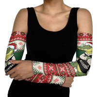 Funny Christmas Alligator Santa Arm Sleeves Knitted Pattern - Wonder Print Shop