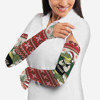 Funny Christmas Alligator Santa Arm Sleeves Knitted Pattern - Wonder Print Shop