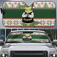 Funny Christmas Alligator Santa Auto Sun Shade Knitted Pattern - Wonder Print Shop