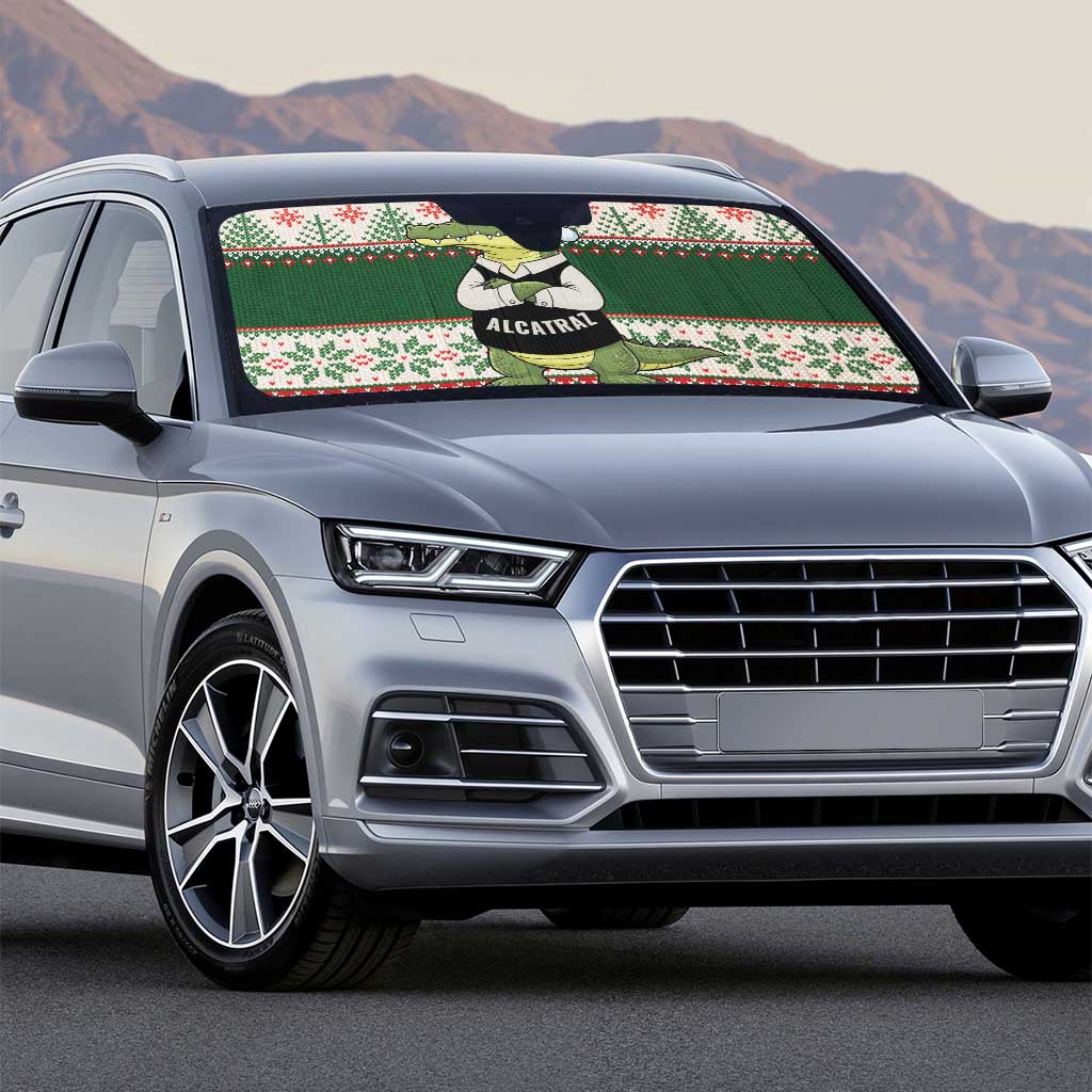 Funny Christmas Alligator Santa Auto Sun Shade Knitted Pattern - Wonder Print Shop