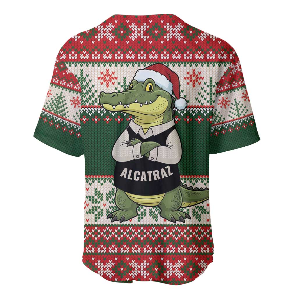 Funny Christmas Alligator Santa Baseball Jersey Knitted Pattern - Wonder Print Shop