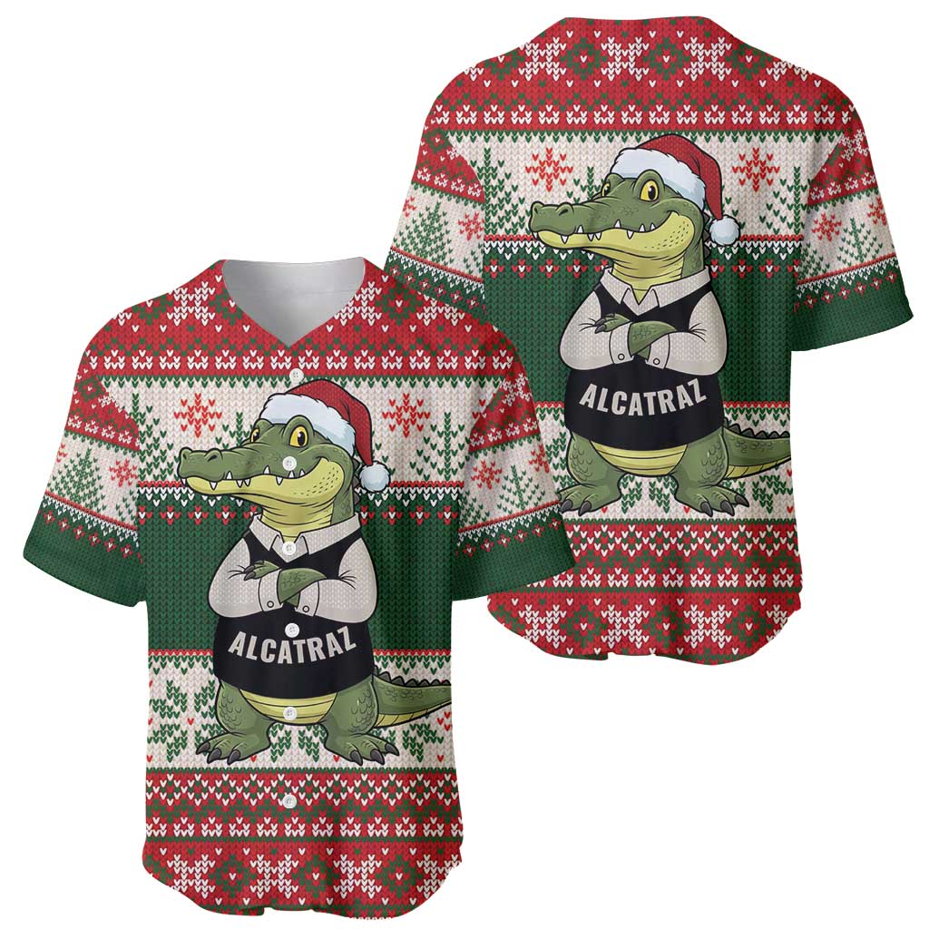 Funny Christmas Alligator Santa Baseball Jersey Knitted Pattern - Wonder Print Shop