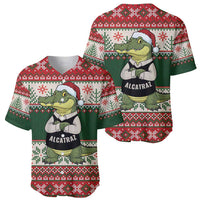 Funny Christmas Alligator Santa Baseball Jersey Knitted Pattern - Wonder Print Shop
