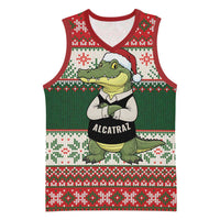Funny Christmas Alligator Santa Basketball Jersey Knitted Pattern - Wonder Print Shop