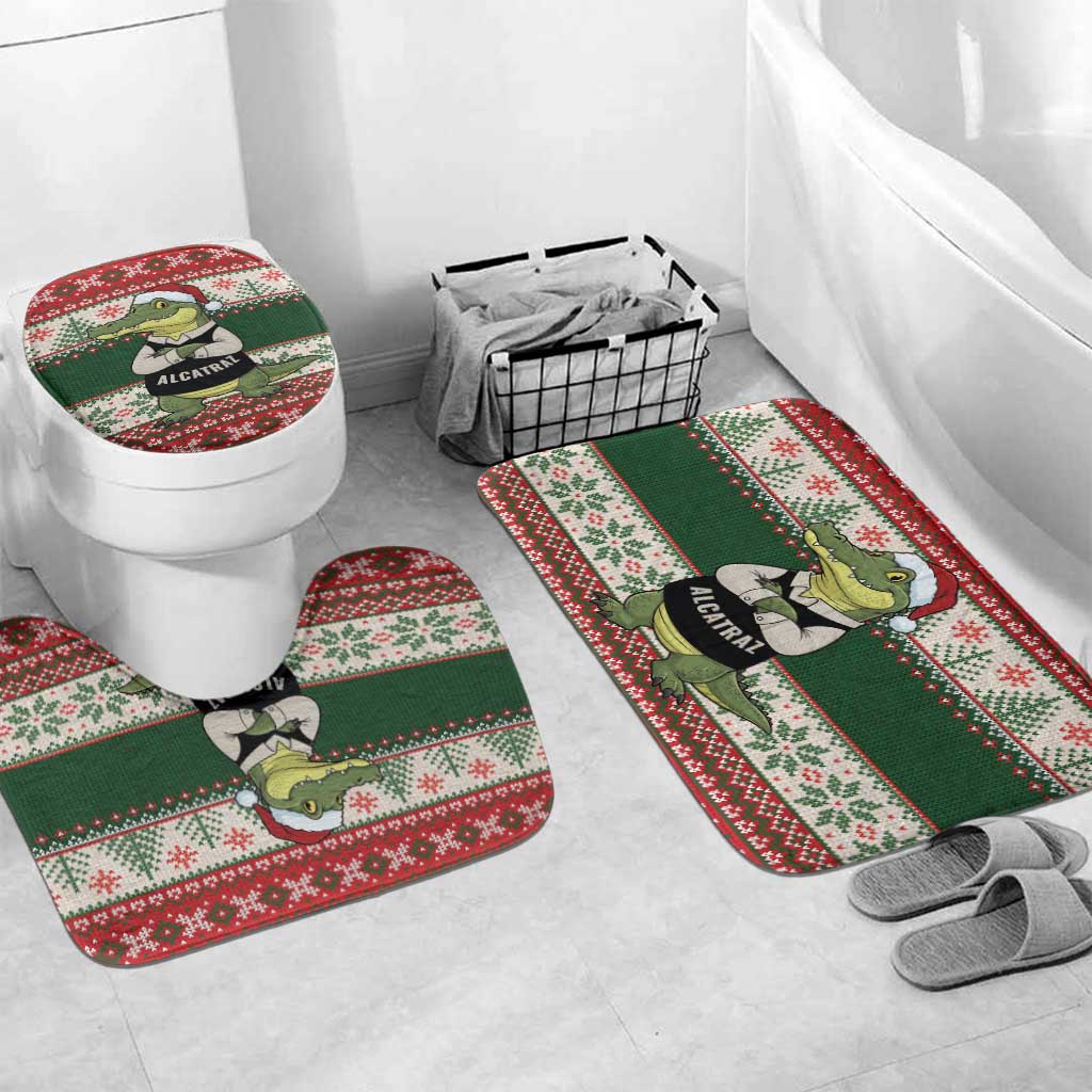 Funny Christmas Alligator Santa Bathroom Set Knitted Pattern - Wonder Print Shop