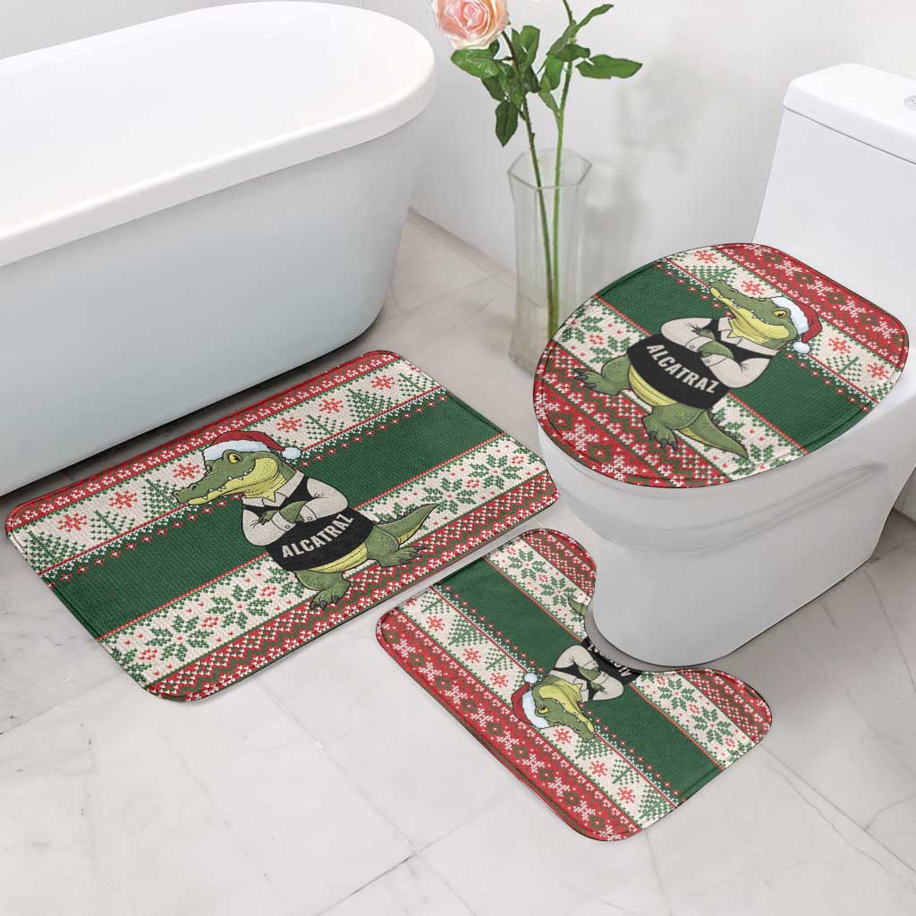 Funny Christmas Alligator Santa Bathroom Set Knitted Pattern - Wonder Print Shop