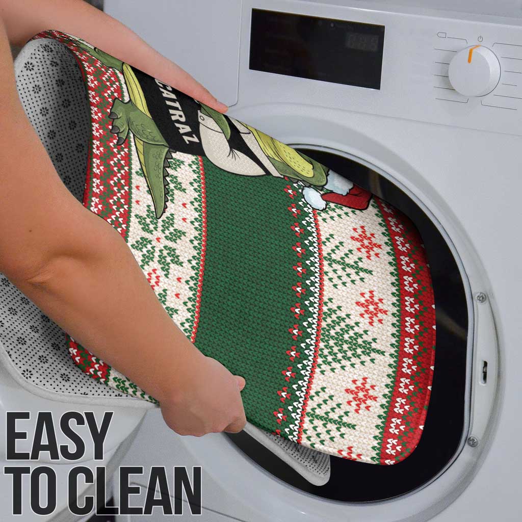 Funny Christmas Alligator Santa Bathroom Set Knitted Pattern - Wonder Print Shop