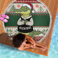 Funny Christmas Alligator Santa Beach Blanket Knitted Pattern - Wonder Print Shop