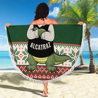 Funny Christmas Alligator Santa Beach Blanket Knitted Pattern - Wonder Print Shop