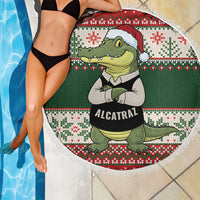 Funny Christmas Alligator Santa Beach Blanket Knitted Pattern - Wonder Print Shop