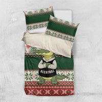 Funny Christmas Alligator Santa Bedding Set Knitted Pattern - Wonder Print Shop
