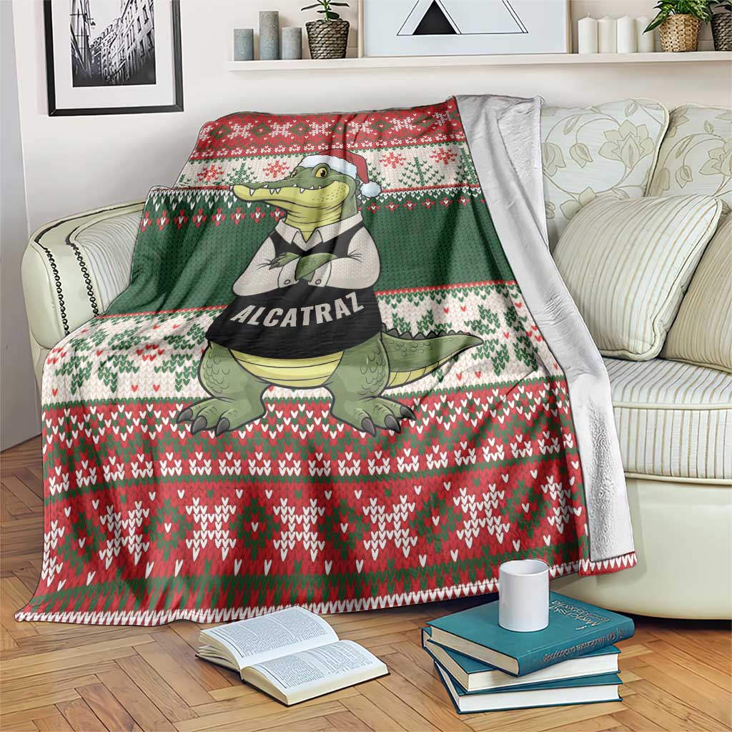 Funny Christmas Alligator Santa Blanket Knitted Pattern - Wonder Print Shop