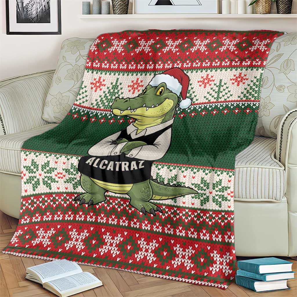 Funny Christmas Alligator Santa Blanket Knitted Pattern - Wonder Print Shop