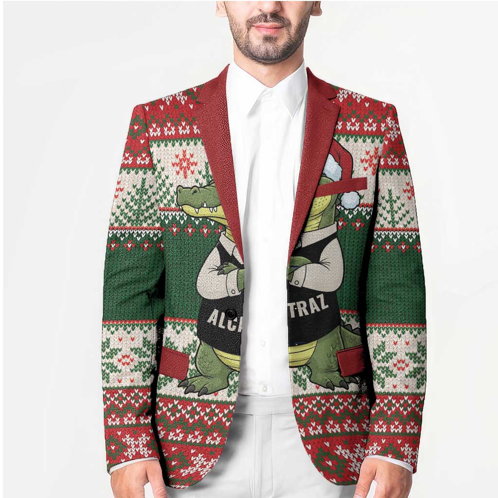 Funny Christmas Alligator Santa Blazer Knitted Pattern - Wonder Print Shop