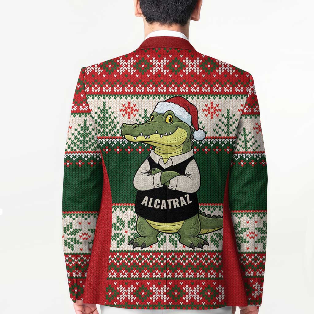 Funny Christmas Alligator Santa Blazer Knitted Pattern - Wonder Print Shop