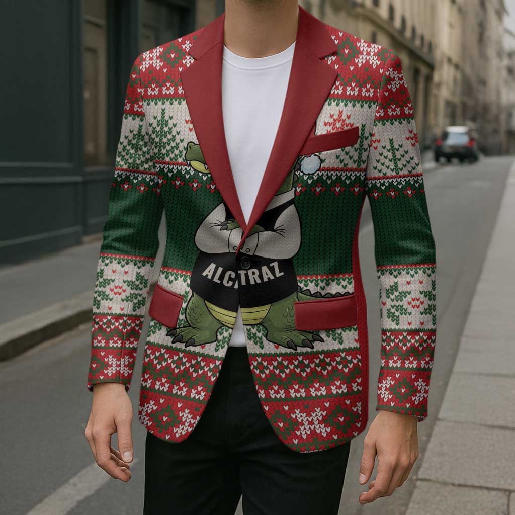 Funny Christmas Alligator Santa Blazer Knitted Pattern - Wonder Print Shop