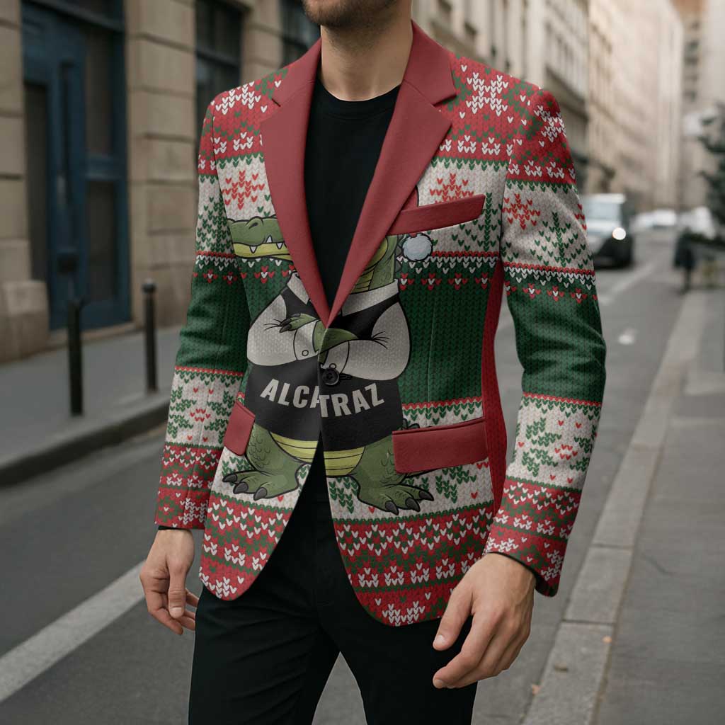 Funny Christmas Alligator Santa Blazer Knitted Pattern - Wonder Print Shop