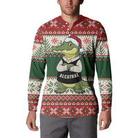 Funny Christmas Alligator Santa Button Sweatshirt Knitted Pattern - Wonder Print Shop