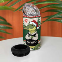 Funny Christmas Alligator Santa 4 in 1 Can Cooler Tumbler Knitted Pattern - Wonder Print Shop