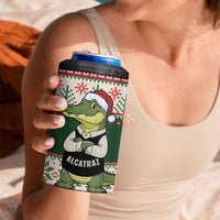 Funny Christmas Alligator Santa 4 in 1 Can Cooler Tumbler Knitted Pattern - Wonder Print Shop