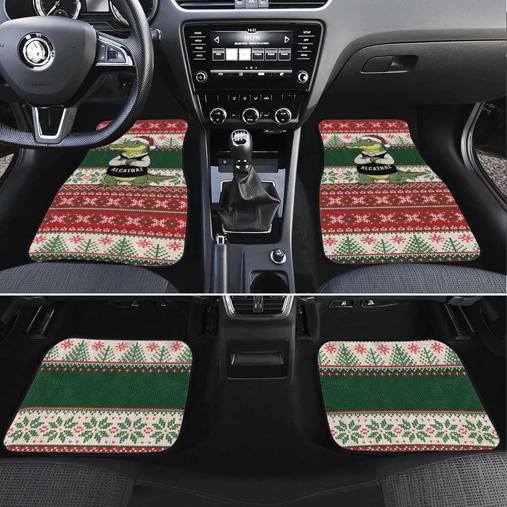 Funny Christmas Alligator Santa Car Mats Knitted Pattern - Wonder Print Shop