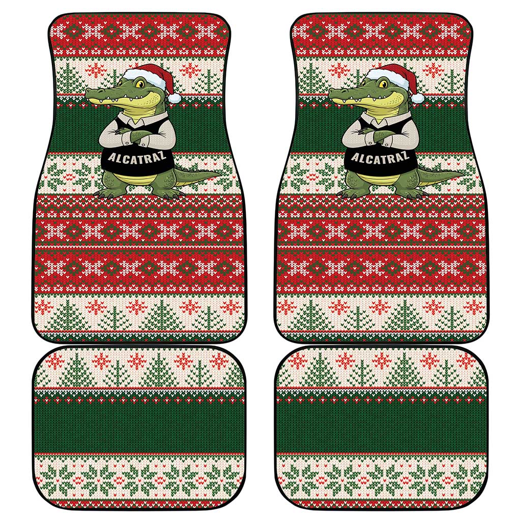 Funny Christmas Alligator Santa Car Mats Knitted Pattern - Wonder Print Shop