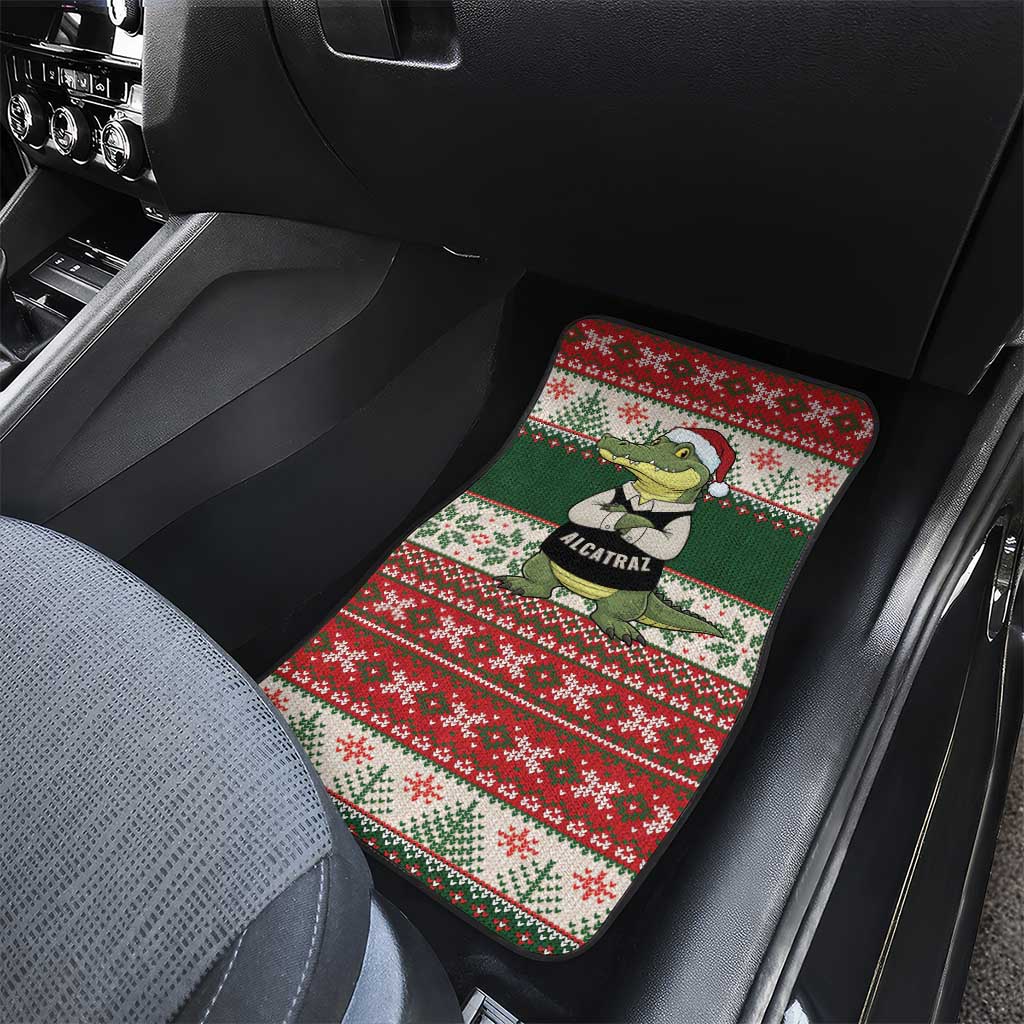 Funny Christmas Alligator Santa Car Mats Knitted Pattern - Wonder Print Shop