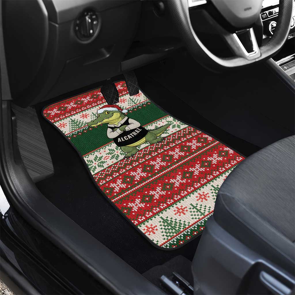 Funny Christmas Alligator Santa Car Mats Knitted Pattern - Wonder Print Shop