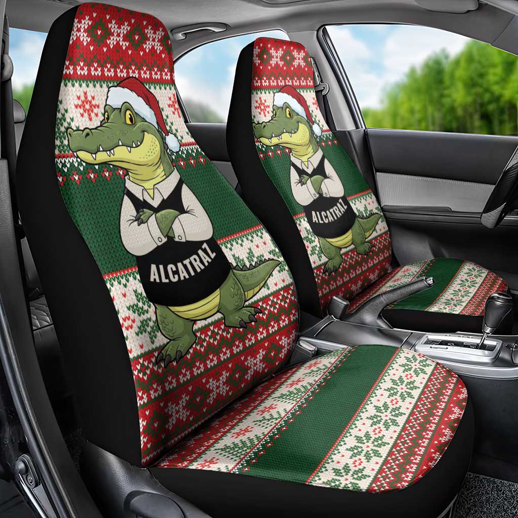Funny Christmas Alligator Santa Car Seat Cover Knitted Pattern - Wonder Print Shop
