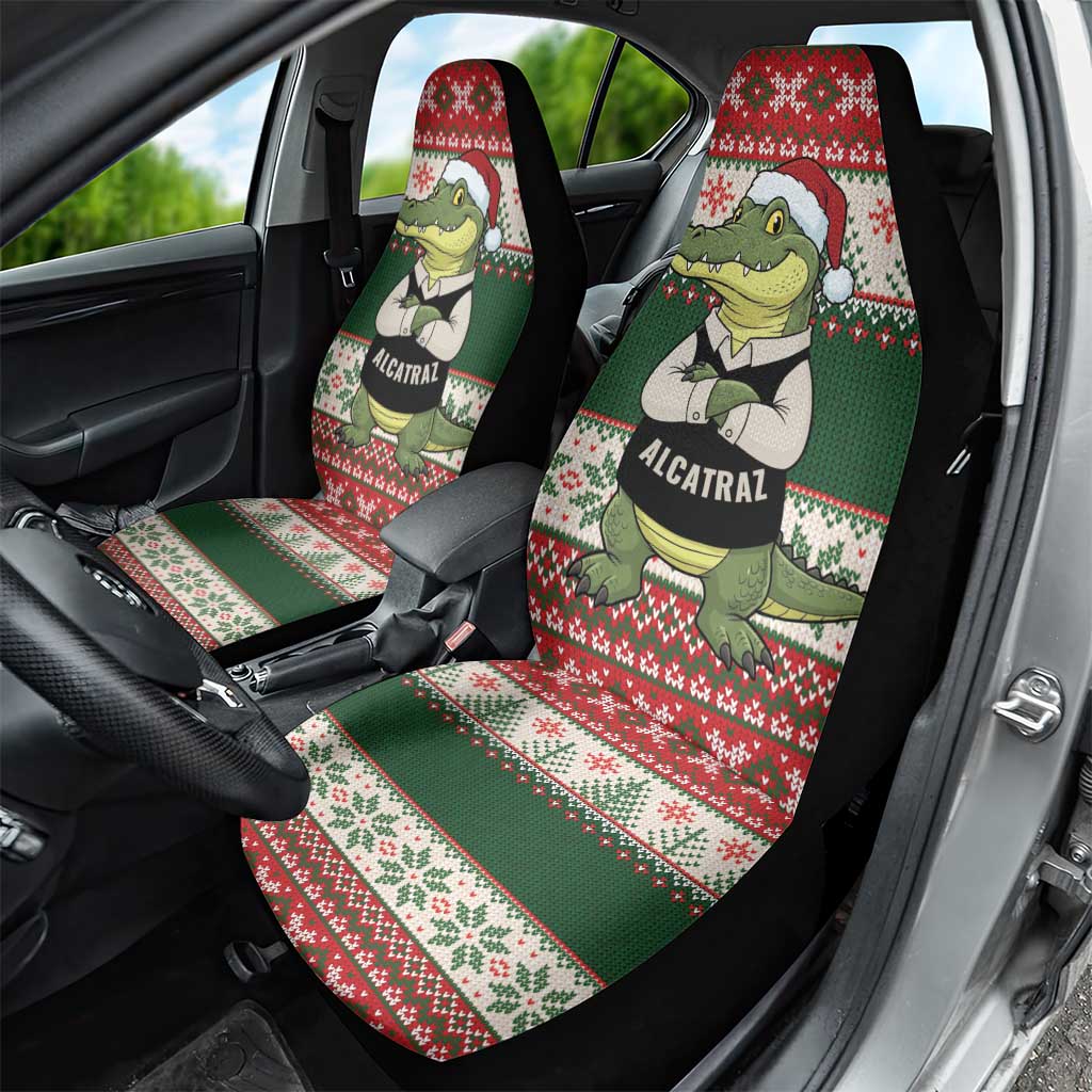Funny Christmas Alligator Santa Car Seat Cover Knitted Pattern - Wonder Print Shop