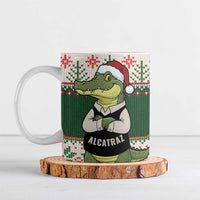 Funny Christmas Alligator Santa Ceramic Mug Knitted Pattern - Wonder Print Shop