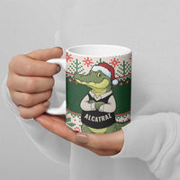 Funny Christmas Alligator Santa Ceramic Mug Knitted Pattern - Wonder Print Shop