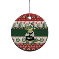 Funny Christmas Alligator Santa Ceramic Ornament Knitted Pattern - Wonder Print Shop