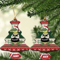 Funny Christmas Alligator Santa Ceramic Ornament Knitted Pattern - Wonder Print Shop