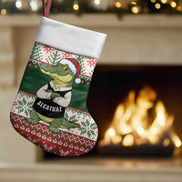 Funny Christmas Alligator Santa Christmas Stocking Knitted Pattern - Wonder Print Shop