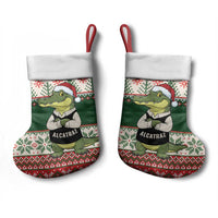 Funny Christmas Alligator Santa Christmas Stocking Knitted Pattern - Wonder Print Shop