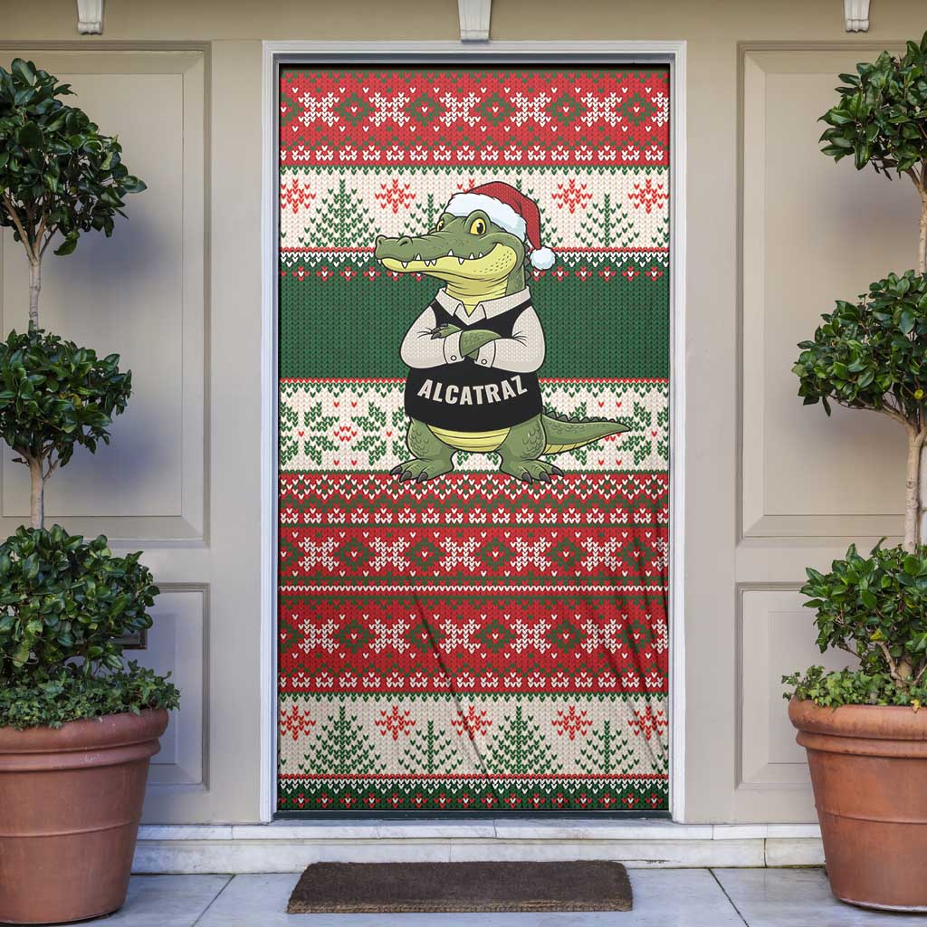 Funny Christmas Alligator Santa Door Cover Knitted Pattern - Wonder Print Shop