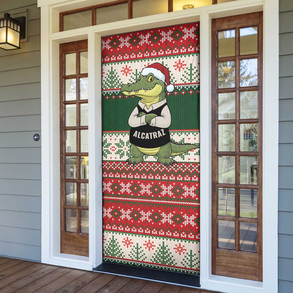 Funny Christmas Alligator Santa Door Cover Knitted Pattern - Wonder Print Shop