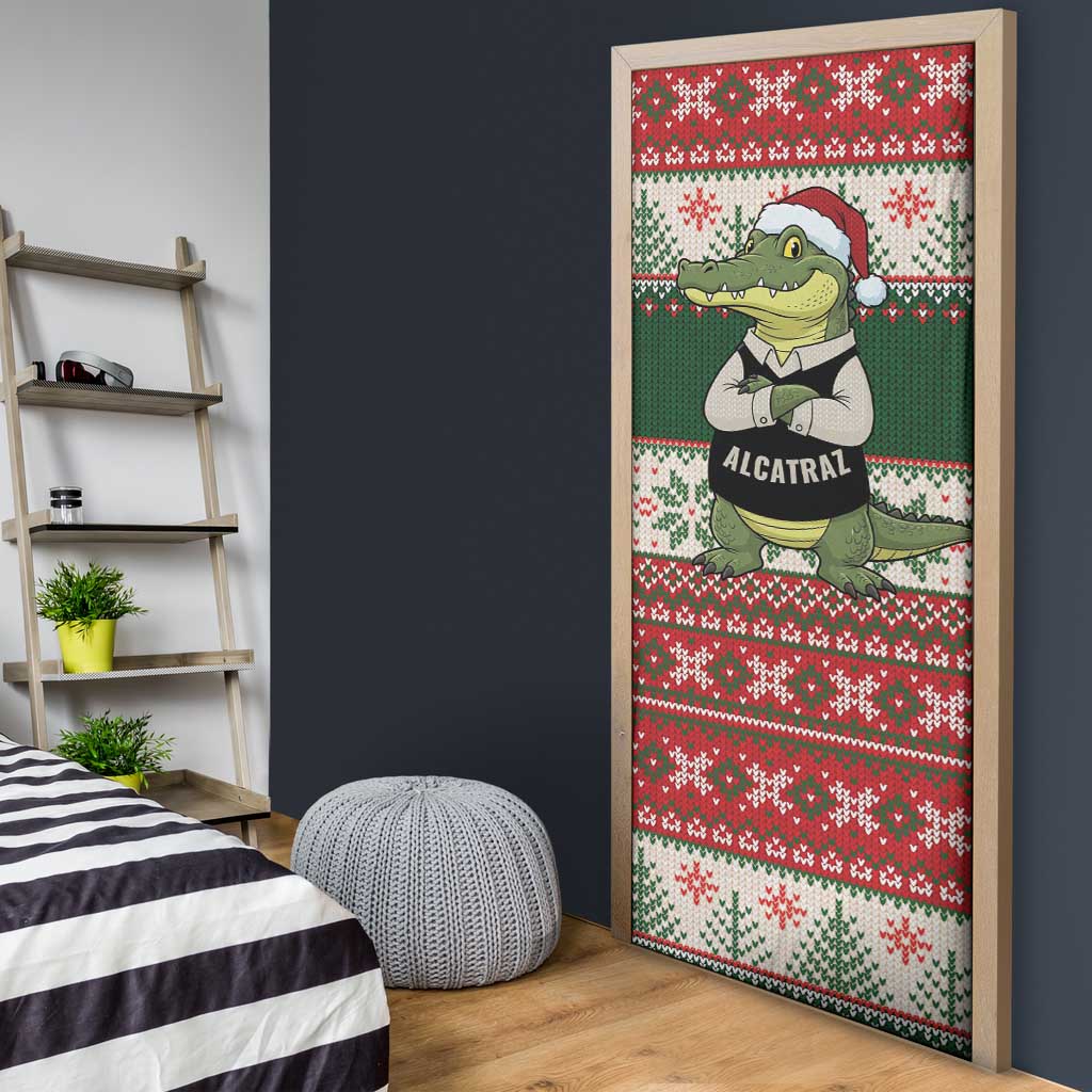 Funny Christmas Alligator Santa Door Cover Knitted Pattern - Wonder Print Shop